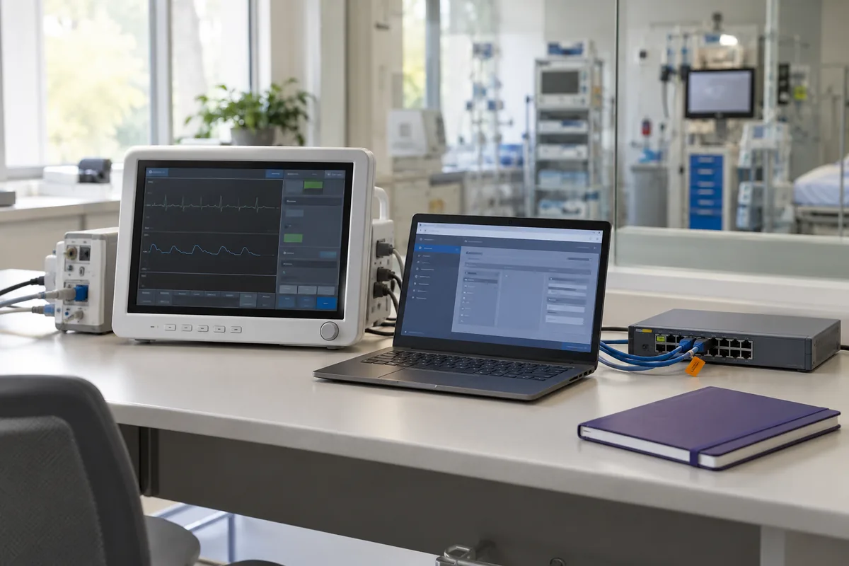 Illustrative image of a healthcare technology workspace